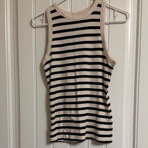 a new day Black and Cream Striped Racerback Tank